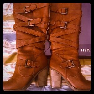Madden Girl cognac below knee boots only worn once